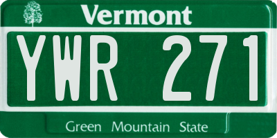 VT license plate YWR271