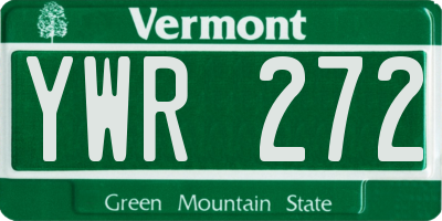 VT license plate YWR272