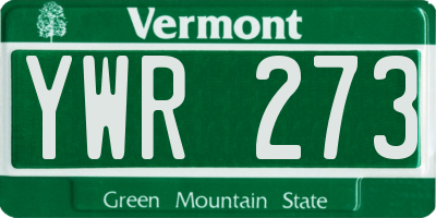 VT license plate YWR273