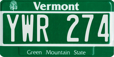 VT license plate YWR274
