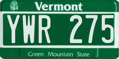 VT license plate YWR275