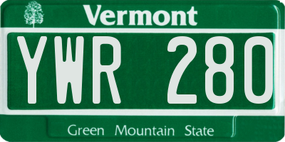 VT license plate YWR280