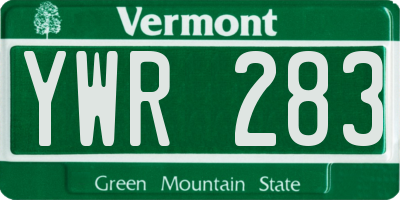 VT license plate YWR283