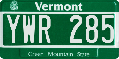VT license plate YWR285