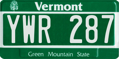 VT license plate YWR287