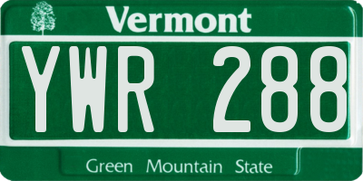 VT license plate YWR288