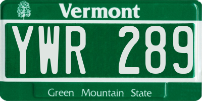 VT license plate YWR289