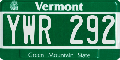 VT license plate YWR292