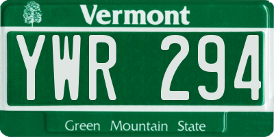VT license plate YWR294