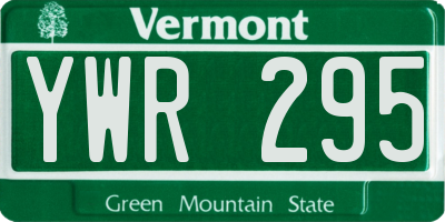 VT license plate YWR295