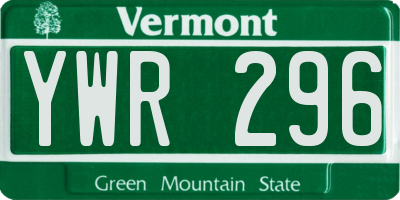 VT license plate YWR296