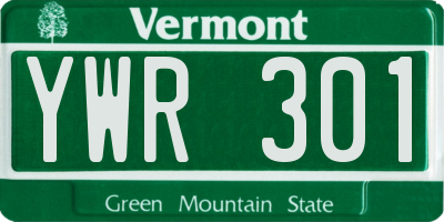 VT license plate YWR301