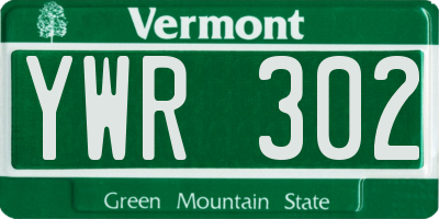 VT license plate YWR302