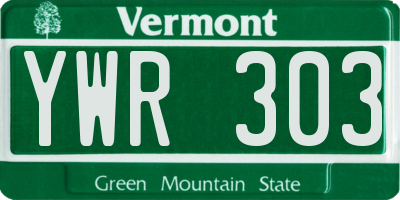 VT license plate YWR303