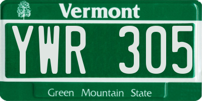 VT license plate YWR305