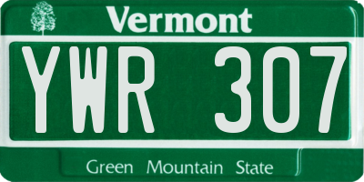 VT license plate YWR307