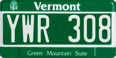 VT license plate YWR308