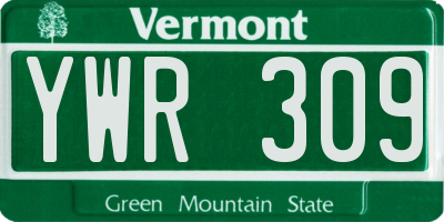 VT license plate YWR309