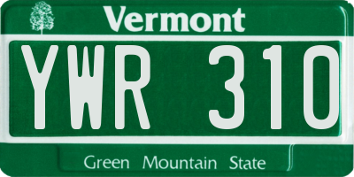VT license plate YWR310