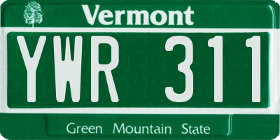 VT license plate YWR311