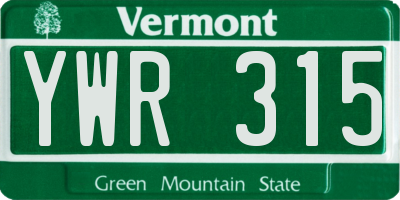 VT license plate YWR315