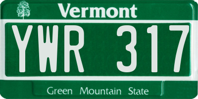 VT license plate YWR317