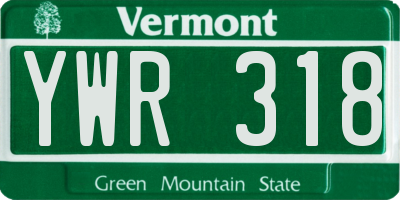 VT license plate YWR318