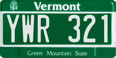 VT license plate YWR321