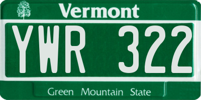 VT license plate YWR322