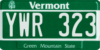 VT license plate YWR323