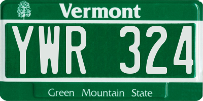 VT license plate YWR324