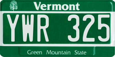 VT license plate YWR325