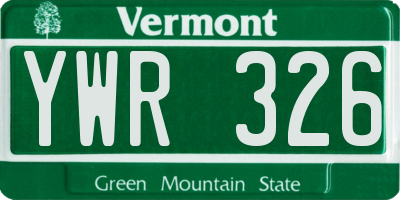 VT license plate YWR326