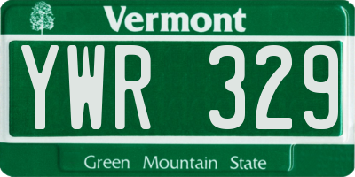 VT license plate YWR329