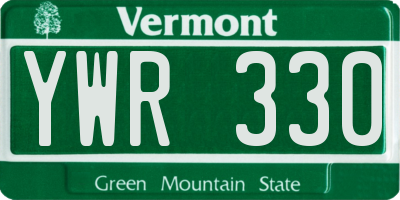 VT license plate YWR330