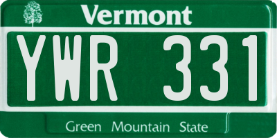 VT license plate YWR331