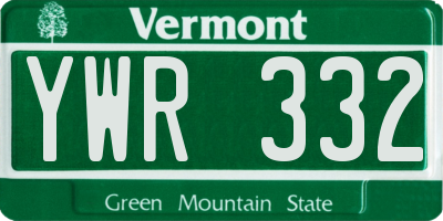 VT license plate YWR332
