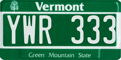 VT license plate YWR333