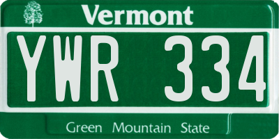 VT license plate YWR334