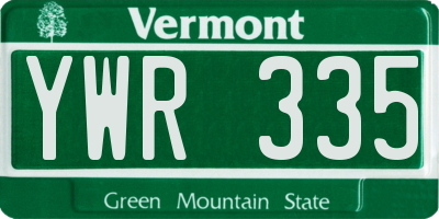 VT license plate YWR335