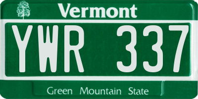 VT license plate YWR337