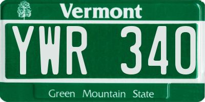 VT license plate YWR340