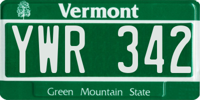 VT license plate YWR342
