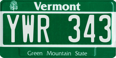 VT license plate YWR343