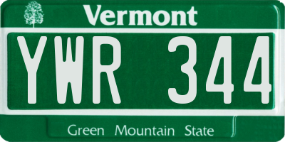 VT license plate YWR344