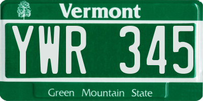 VT license plate YWR345