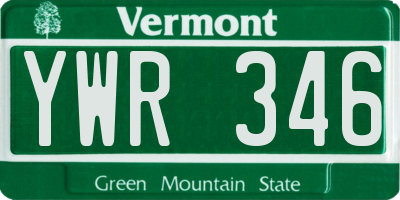 VT license plate YWR346