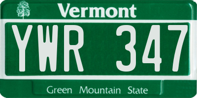 VT license plate YWR347