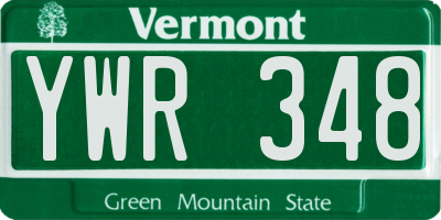 VT license plate YWR348