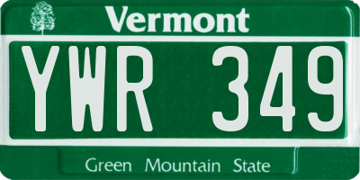 VT license plate YWR349
